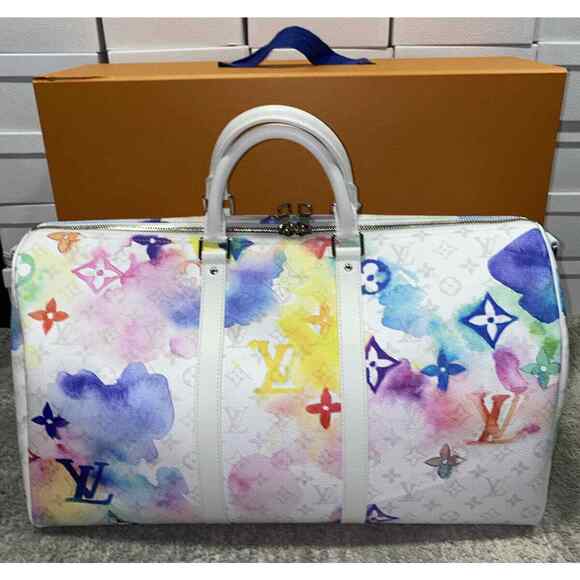 Louis Vuitton Keepall Bandouliere 50 Watercolor Multicolor Weekend Travel Bag - Picture 10 of 12